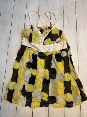 Girls Yellow, Black & White Floral-Print Camisole Top